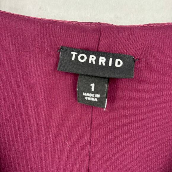 Torrid Faux Wrap Dress Size 1X Midi Surplice Stretch Knit Plum Purple - Picture 4 of 11